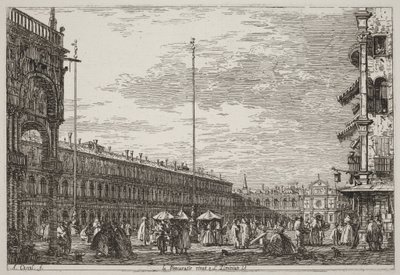 Procuratie Nuove ja San Geminiano V. [ylhäällä oikealla] tekijältä Canaletto