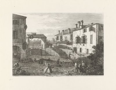 Le porte del Dolo (otsikko esineessä) Kasvot olemassa olevissa ja keksityissä paikoissa (sarjan nimi) Vedute altre prese da i Luoghi altre ideate da Antonio Canal (sarjan nimi) tekijältä Canaletto