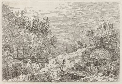 Vuoristomaisema viidellä sillalla tekijältä Canaletto