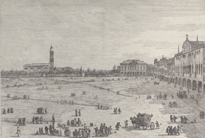 Prà della Valle: Prà della Valle -aukion oikea puolisko Padovassa, Col ..., 1735-46. tekijältä Canaletto