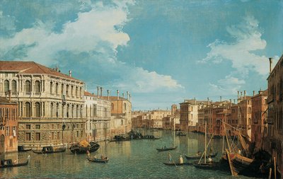Grand Canal, Venetsia, katsoen luoteeseen, jossa Palazzo Pesaro, Palazzo Foscarini ja S. Staen Pinnacle vasemmalla ja Palazzo Vendramin-Calergi ja S. Marcuola oikealla tekijältä Giovanni Antonio Canal
