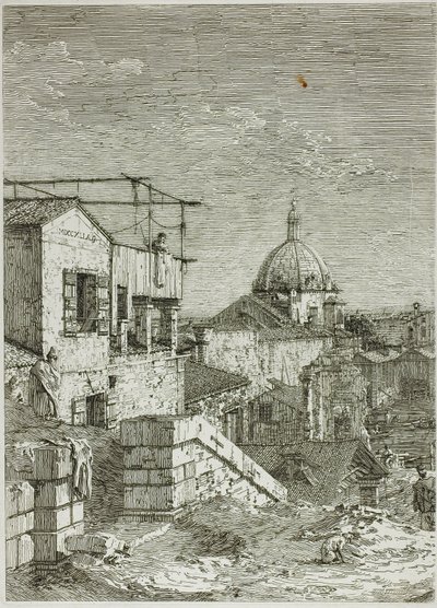 aTalo, jossa on kirjoitus ja Talo, jossa on peristyle, Vedute tekijältä Canaletto