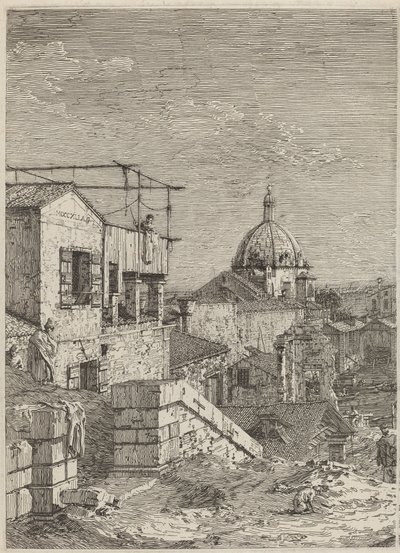 Talo, jossa on kirjoitus [vasemmalla], 1741. tekijältä Canaletto