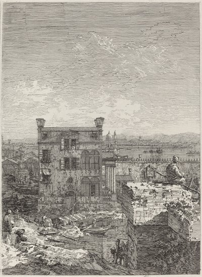 Talo Peristylen kanssa [oikealla] tekijältä Canaletto