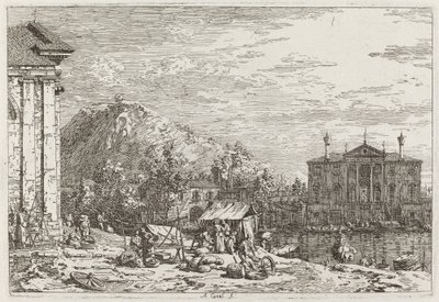 Dolon markkinat [vasemmalla], n. 17351746. tekijältä Canaletto