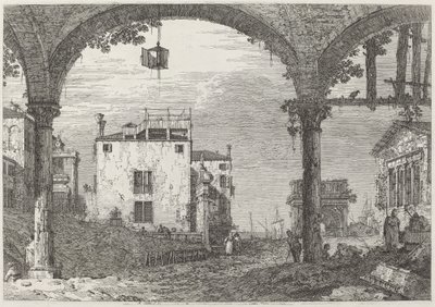 Portico ja lyhty, n. 17351746. tekijältä Canaletto