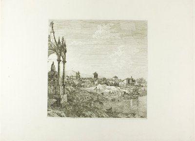 Näkymä kaupunkiin, jossa on piispan hauta, Vedutesta katsottuna tekijältä Canaletto
