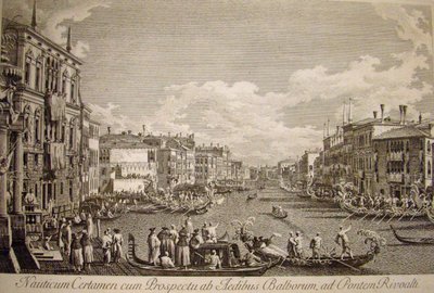 Vesijuhla Grand Canalilla, Venetsia. Vasemmalla etualalla 1500-luvulla rakennettu Palazzo Balbi. tekijältä Canaletto