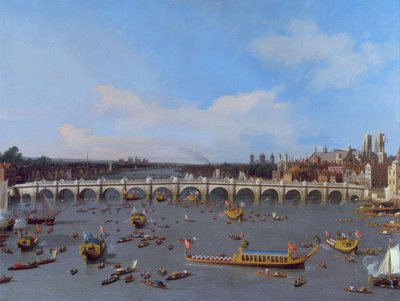 Westminsterin silta, Lord Mayorin kulkue Thamesilla tekijältä Giovanni Antonio Canal