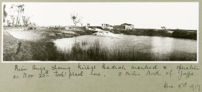 Auja-joki, jossa Khirbet Hadrah, 3. joulukuuta 1917 tekijältä Capt. Arthur Rhodes