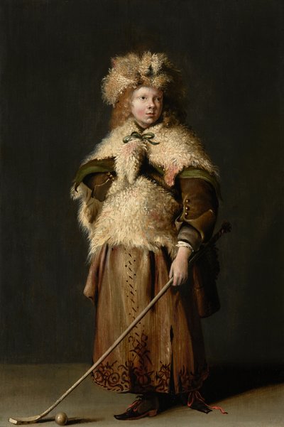 Moses ter Borch pitelemässä kolf-keppiä, noin 1655 (öljy paneelille). tekijältä Capt. Frederick Parr