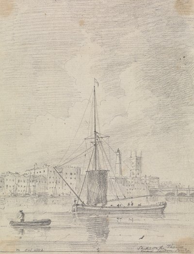 Laivat Thamesilla lähellä London Bridgeä, lokakuu 1816 tekijältä Capt. Thomas Hastings