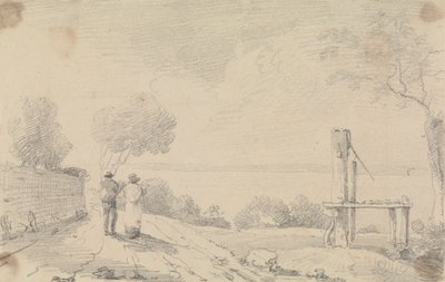 Esboço de uma estrada costeira perto de uma plataforma tekijältä Capt. Thomas Hastings