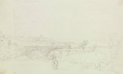 Piirretty maisema, jossa on linna kaukana tekijältä Capt. Thomas Hastings