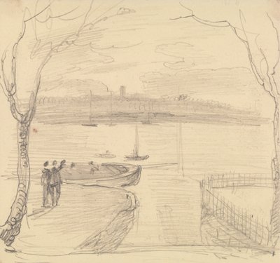 Vista esboçada de East Cowes, West Cowes à distância finlandesa tekijältä Capt. Thomas Hastings