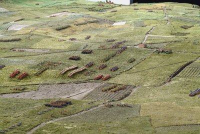 Waterloon taistelun diorama, jossa näkyvät joukot sijoittuneet 18. kesäkuuta 1815 klo 19.45 (sekoitettu media) (yksityiskohta) tekijältä Capt. William Siborne