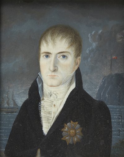 Napoleon Bonaparten muotokuva Saint Helenan saarella, 1820 tekijältä Captain Dodgin