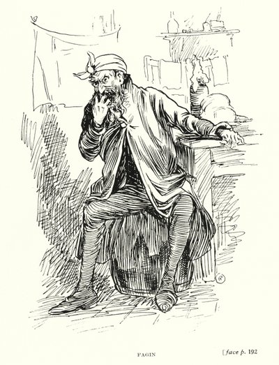 Dickens-hahmo: Fagin (litho) tekijältä Captain Edward Henry Handley Read