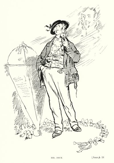 Dickensin hahmo: Mr Dick (litho) tekijältä Captain Edward Henry Handley Read