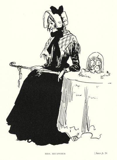 Dickensin hahmo: Mrs Micawber (litho) tekijältä Captain Edward Henry Handley Read