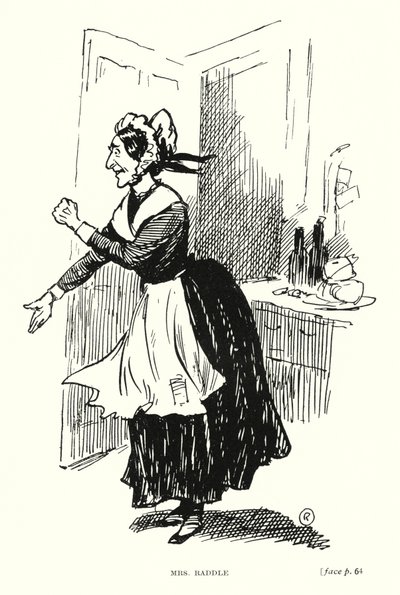Dickensin hahmo: Mrs Raddle (litho) tekijältä Captain Edward Henry Handley Read