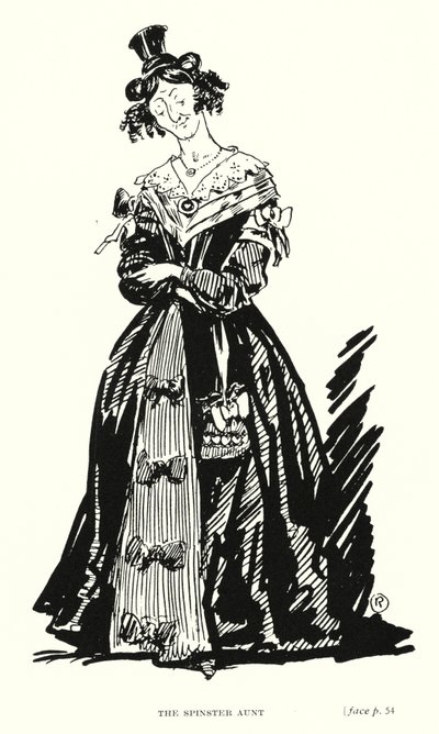 Dickens-hahmo: Spinster-täti (litho) tekijältä Captain Edward Henry Handley Read
