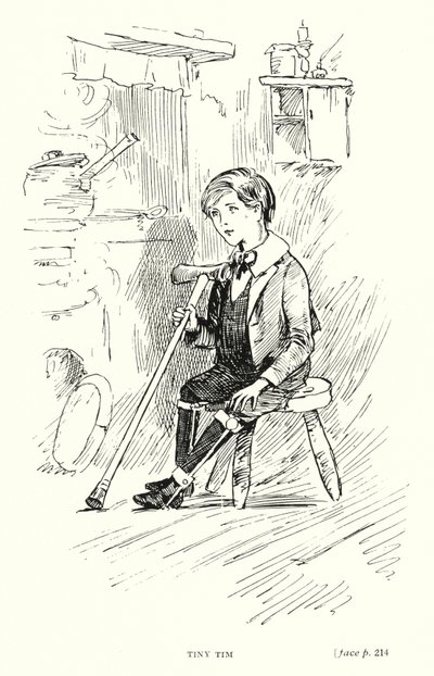 Dickens-hahmo: Tiny Tim (litho) tekijältä Captain Edward Henry Handley Read