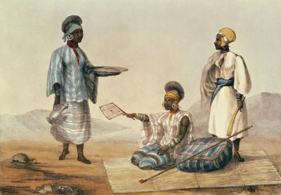 Soudanin mustat ihmiset, M. Gaucin (fl.1810-46) kaivertama lautanen julkaisusta A Narrative of Travels in Northern Africa tekijältä Captain George Francis Lyon