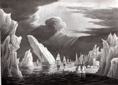 Kulku jään läpi, 16. kesäkuuta 1818 kaivertanut D. Havell (bw kuva) tekijältä Captain N. Rofs