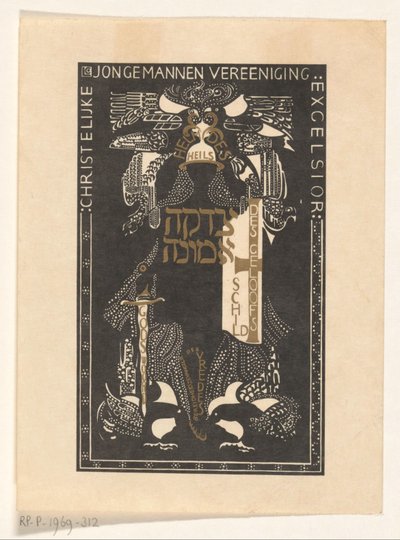 Christian Young Miesten Association Excelsiorin ex libris tekijältä Carel Adolph Lion Cachet