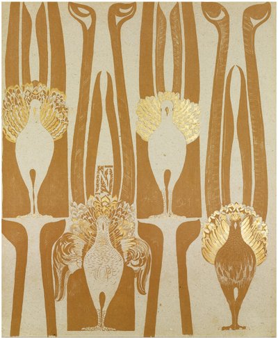 Tapettien suunnittelu Carel Adolph Lion Cachet (1864-1945). Värilitografia, koko: 62,5x51,4 tekijältä Carel Adolph Lion Cachet
