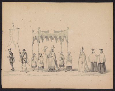Utrechtin opiskelijoiden naamiaiset, 1846 (levy 10) Kuvaus pukeutuneesta kulkueesta, joka kuvaa Espanjan prinssin Philip II:n kulkuetta Utrechtissa 3. lokakuuta 1549, piti 17. kesäkuuta 1846, H.H. Utrechtschen opiskelijat tekijältä Carel Christiaan Antony Last