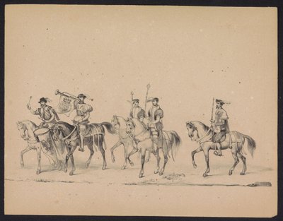 Utrechtin opiskelijoiden naamiaiset, 1846 (levy 13) Kuvaus pukeutuneesta kulkueesta, joka kuvaa Espanjan prinssin Philip II:n kulkuetta Utrechtissa 3. lokakuuta 1549, piti 17. kesäkuuta 1846, H.H. Utrechtschen opiskelijat tekijältä Carel Christiaan Antony Last