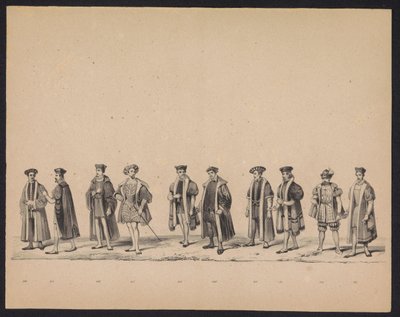 Utrechtin opiskelijoiden naamiaiset, 1846 (levy 19) Kuvaus pukeutuneesta kulkueesta, joka kuvaa Espanjan prinssin Philip II:n kulkuetta Utrechtissa 3. lokakuuta 1549, piti 17. kesäkuuta 1846, H.H. Utrechtschen opiskelijat tekijältä Carel Christiaan Antony Last