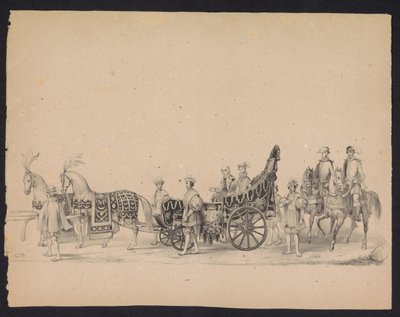 Utrechtin opiskelijoiden naamiaiset, 1846 (taulu 8) Kuvaus pukeutuneesta kulkueesta, joka kuvaa Espanjan prinssin Philip II:n kulkuetta Utrechtissa 3. lokakuuta 1549, piti 17. kesäkuuta 1846, H.H. Utrechtschen opiskelijat tekijältä Carel Christiaan Antony Last