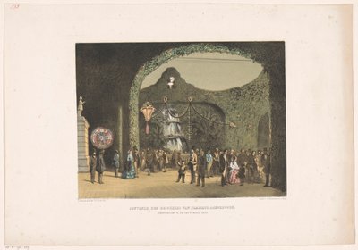 Hall Frascatissa Amsterdamissa 1855 Frascatin vierailijoille esitettävä matkamuisto. Amsterdam 9.-24. syyskuuta 1855 (otsikko esineessä) tekijältä Carel Christiaan Antony Last