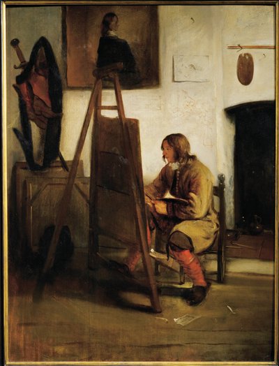 Nuori taidemaalari työhuoneessaan (maalaus kankaalle) tekijältä Carel Fabritius