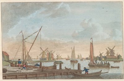 Zaan Wormerveerissä, noin 1790 Wormerveer van de Poelsluis / Wormerveer aupres du Saan (otsikko esineessä) tekijältä Carel Frederik Bendorp (I)