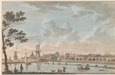 Gezicht op de Hogesluis, n. 1790 Hooge Amstel Sluis te Amsterdam / Korkea silta, nimeltään hoog sluis - aiemmin nimeltään Lovers