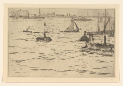 Näkymä Maasille Rotterdamissa The Maas in Rotterdam (alkuperäinen nimi) tekijältä Carel Nicolaas Storm van 