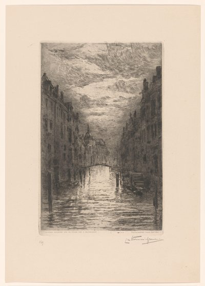 Kanava Dordrechtissa yöllä Dordrecht. Kanava, effet de soir (alkuperäinen nimi) tekijältä Carel Nicolaas Storm van 