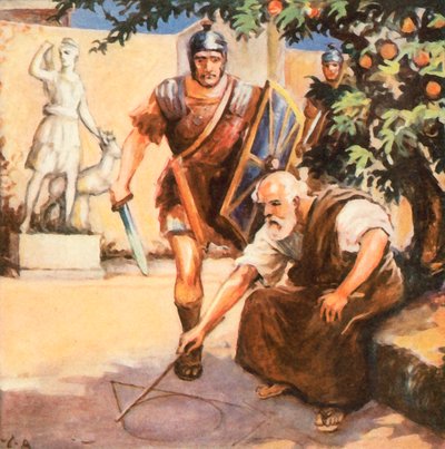 Arkhimedesin kuolema (tehostettu värilitografia) tekijältä Carl Arriens