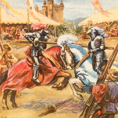 Ritarikilpailu ruhtinashovissa (tehostettu värilitografia) tekijältä Carl Arriens