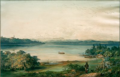 Ammersee Riedin linnasta nähtynä tekijältä Carl August Lebschee