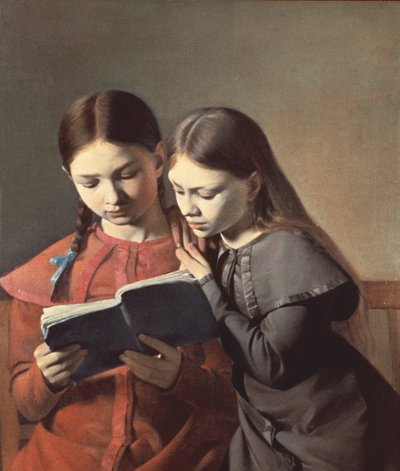 Taiteilijan sisaret Signe ja Henriette lukemassa kirjaa, 1826 tekijältä Carl Christian Constantin Hansen