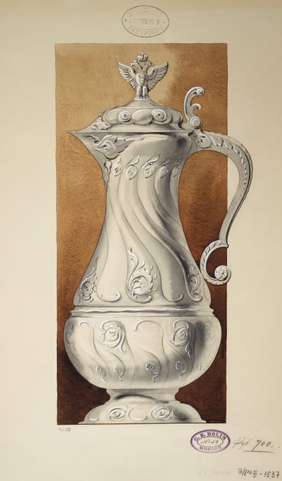 Viinikannun suunnittelu. Sarja Suurprinsessa Maria Pavlovnan myötäjäiset, 1907-1908 tekijältä Carl Edvard Bolin company