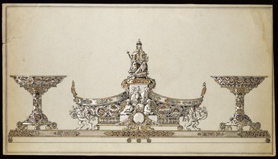 Piirustus hopeasta soikeasta korista, House of Carl Faberge tekijältä Carl Fabergé