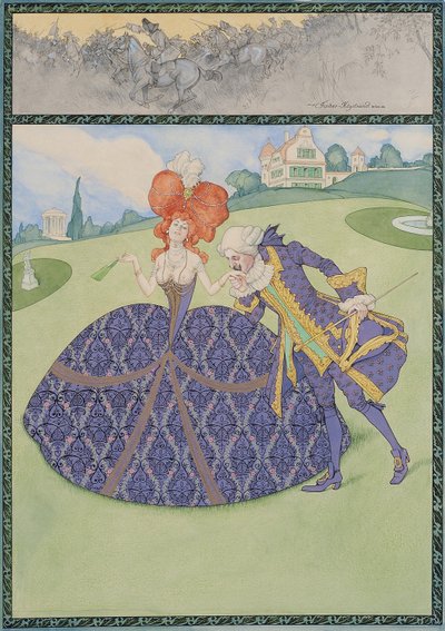 Elegant Paar im Garten ("Servir le roi – serve les dames") tekijältä Carl Fischer Köystrand