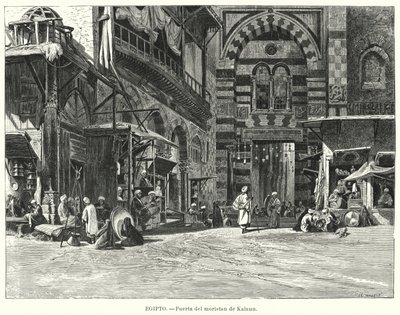 Sisäänkäynti Qalawunin kompleksiin Kairossa, Egyptissä (litho) tekijältä Carl Friedrich Heinrich (after) Werner