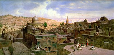 Näkymä Jerusalemiin ja Pyhän kallion kupoli, 1864 tekijältä Carl Friedrich Heinrich Werner